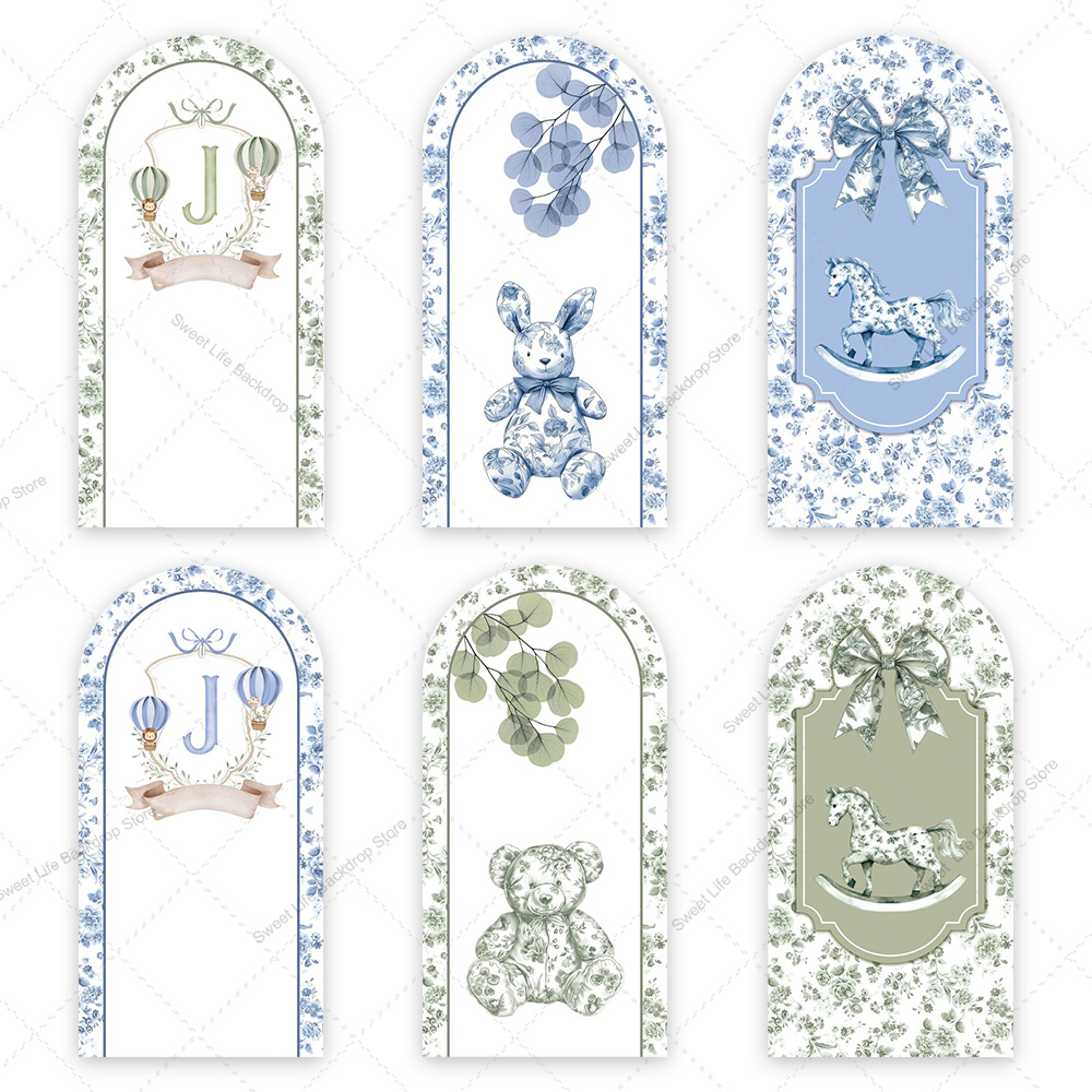 Kids Toys Names - Fondo de arco floral azul y