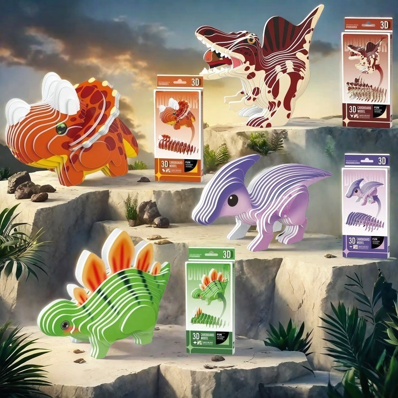 Dinosaur Figurine Set - Juego de 4 Rompecabezas 3D de