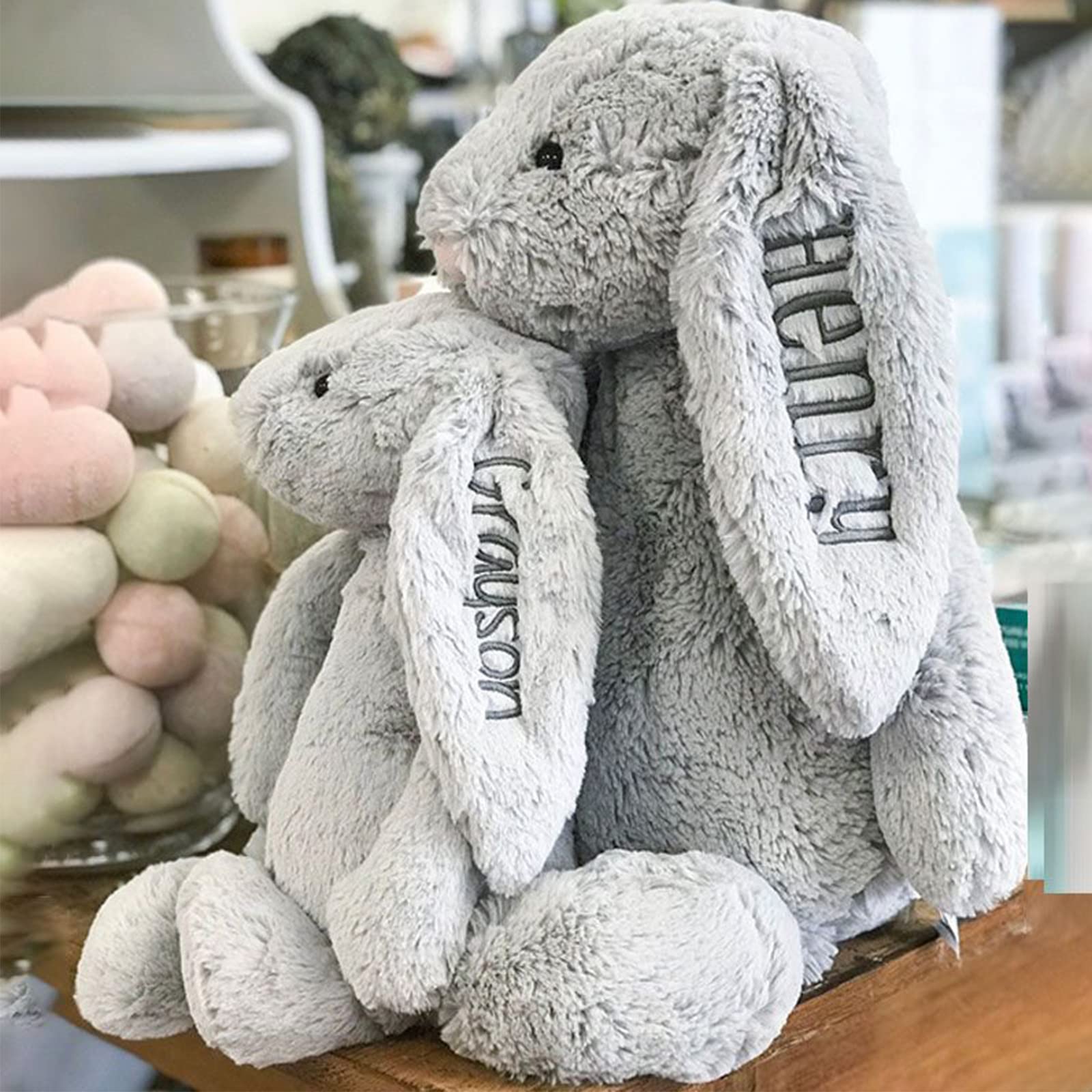 Conejito de peluche bordado, j - Kids Toys Names reseña y precio